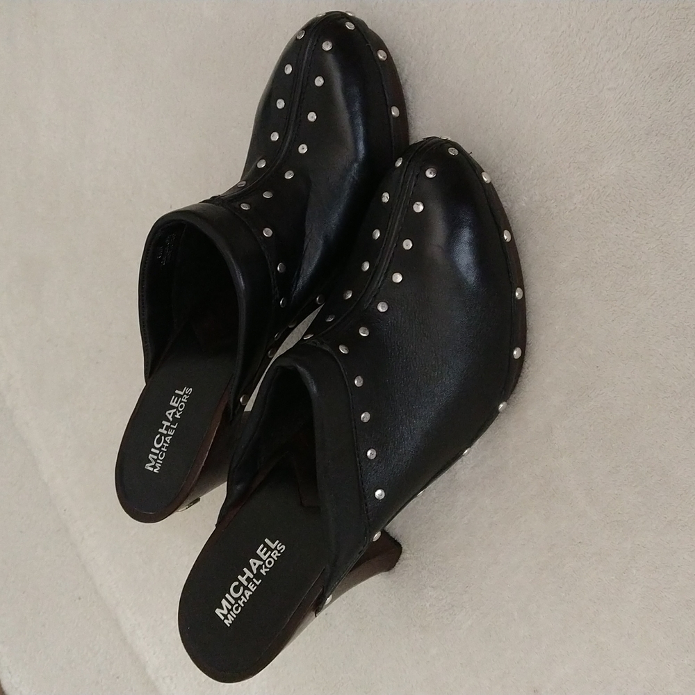 Michael Kors Leather Black Mules